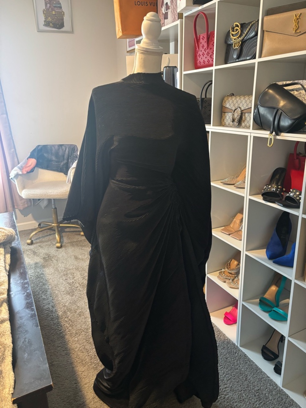 Elegant Black Draped Women’s Dress